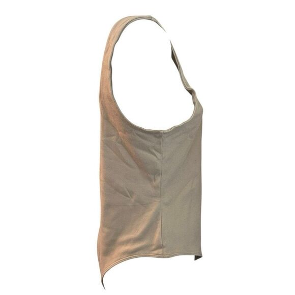 Womens Large Tank Bodysuit Tan Snaps Sleeveless Square Neck Stretch New Day NWT - Picture 3 of 5